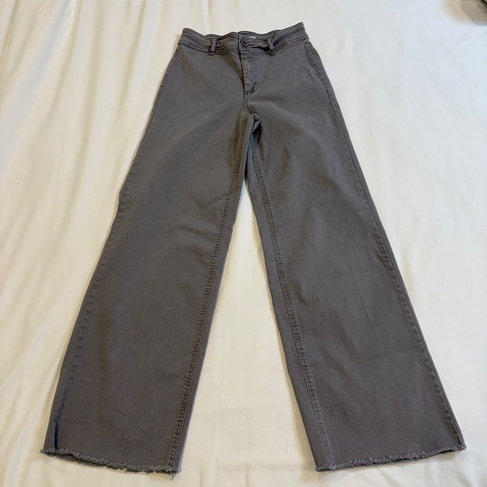 Oat New York Charcoal Wide-Leg Flare Jeans
